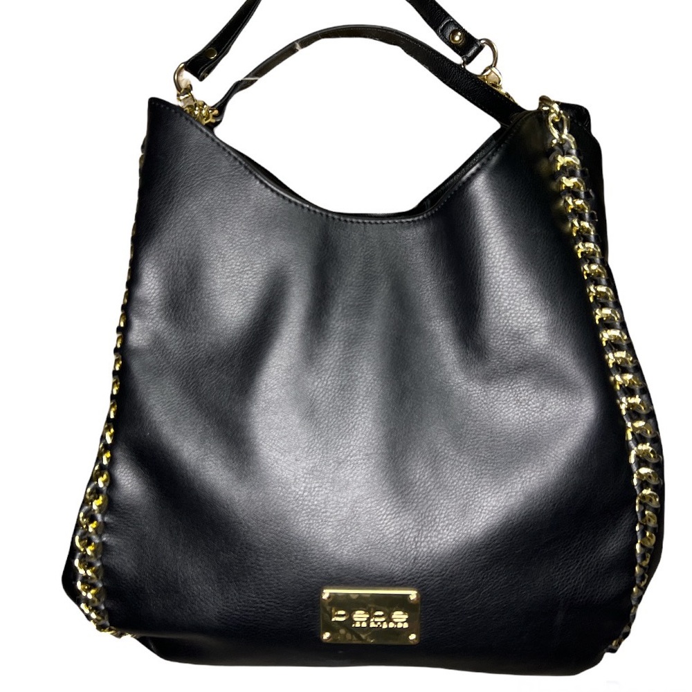 Bebe Colette Tripe entry bag. Gold tone hardware. - Picture 1 of 9